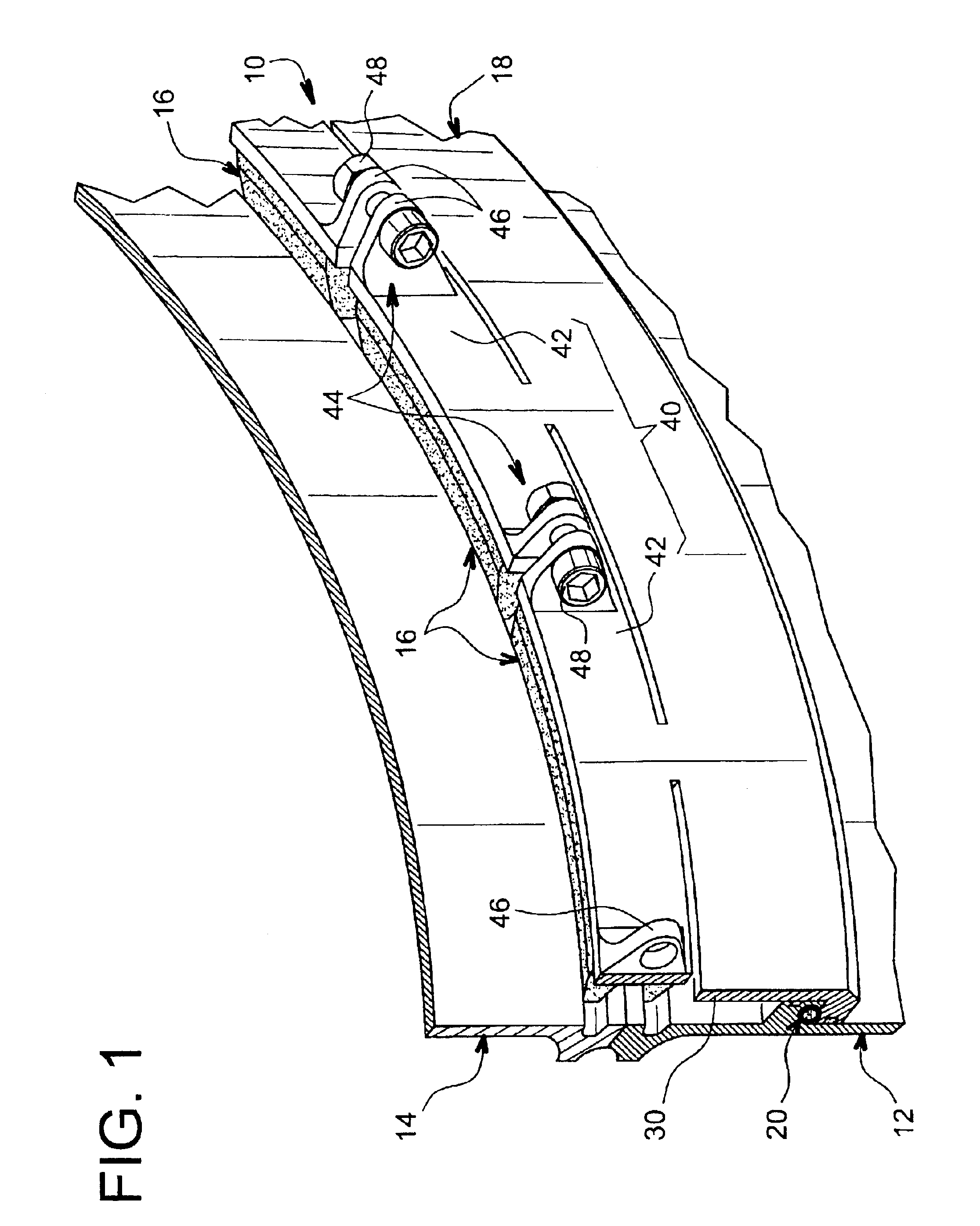 Moving part device for the temporary connection and pyrotechnic separation of two elements