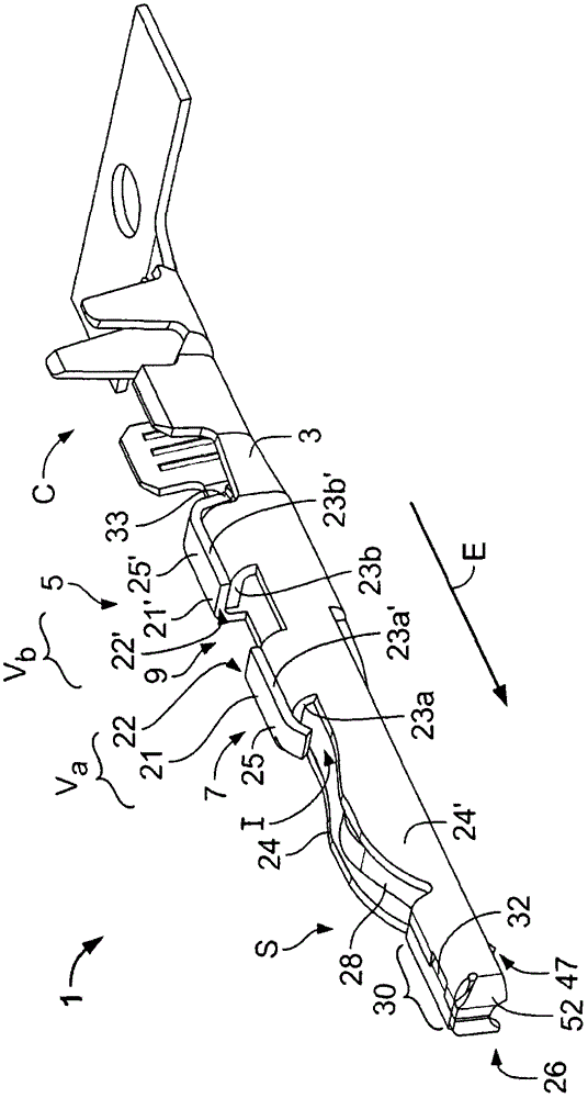 Contact element for a plug type connector and arrangement comprising a contact element