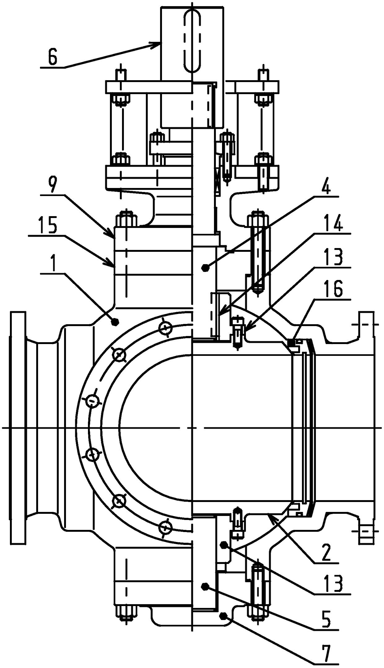 Three-way ball valve