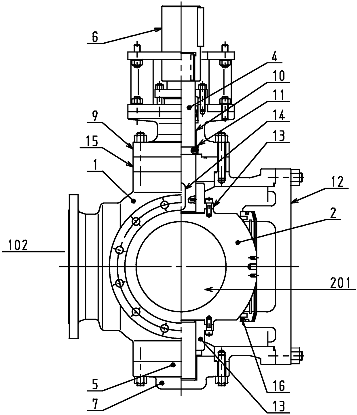 Three-way ball valve