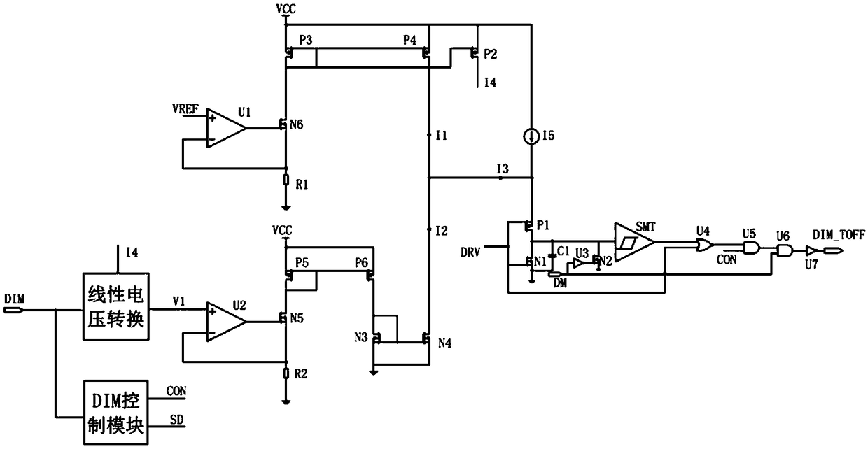 DIM dimming circuit to avoid OVP mistriggering