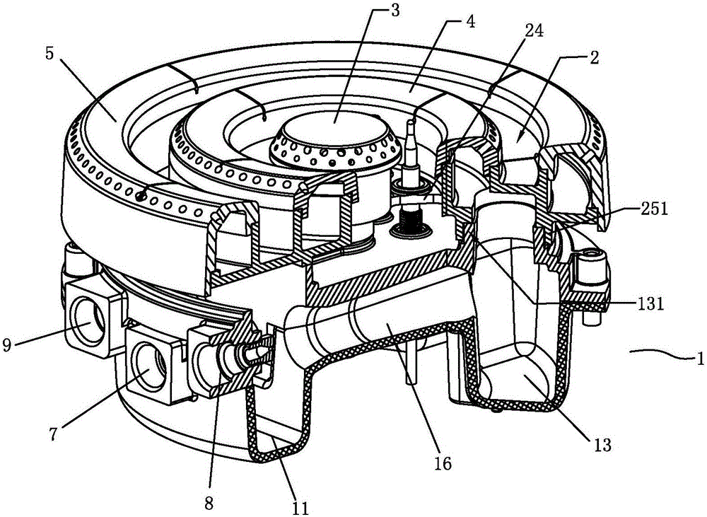 Upside-air-inlet three-fire-ring high-power combustor