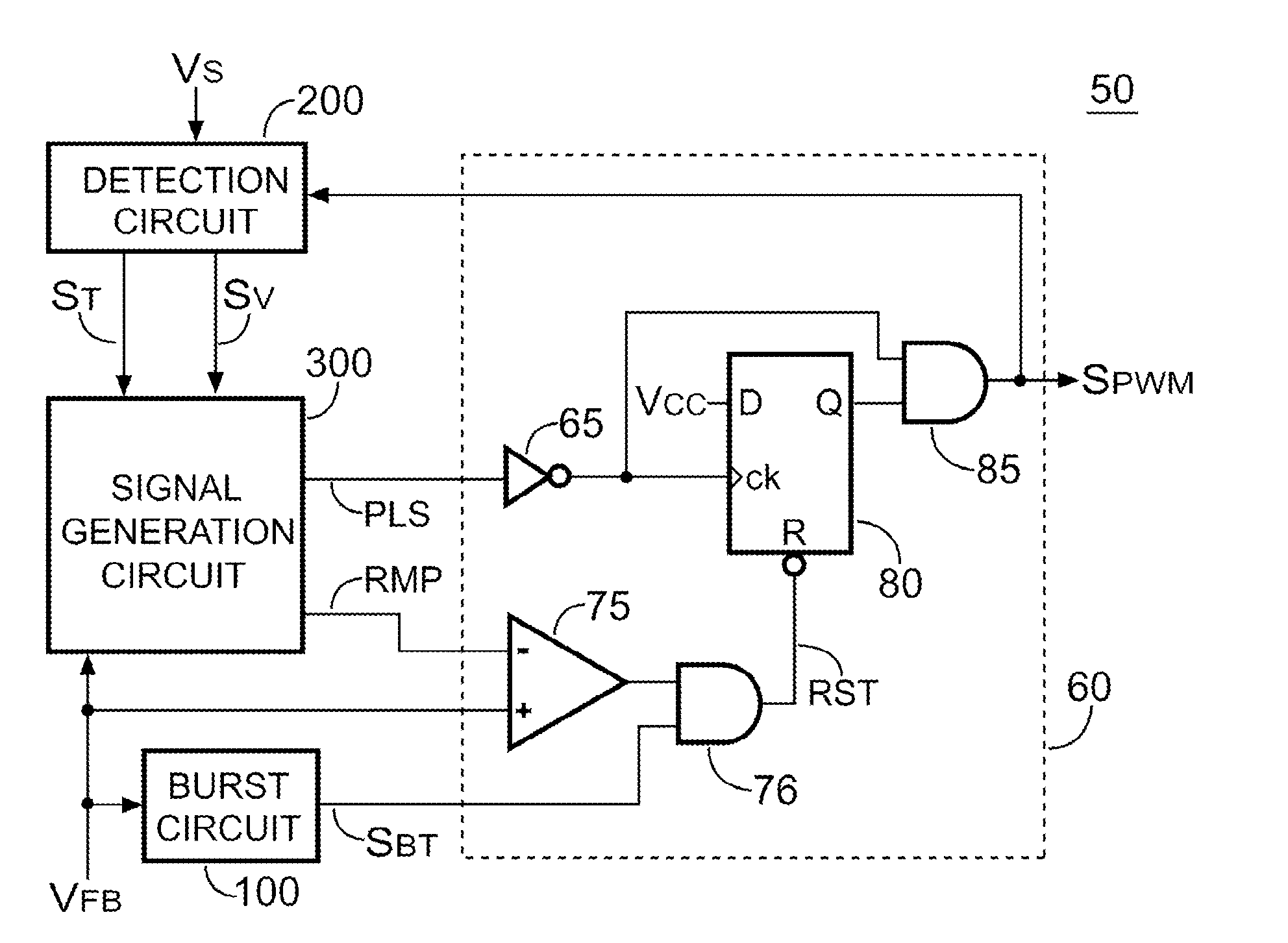 Controller with Valley Switching and Limited Maximum Frequency for Quasi-Resonant Power Converters