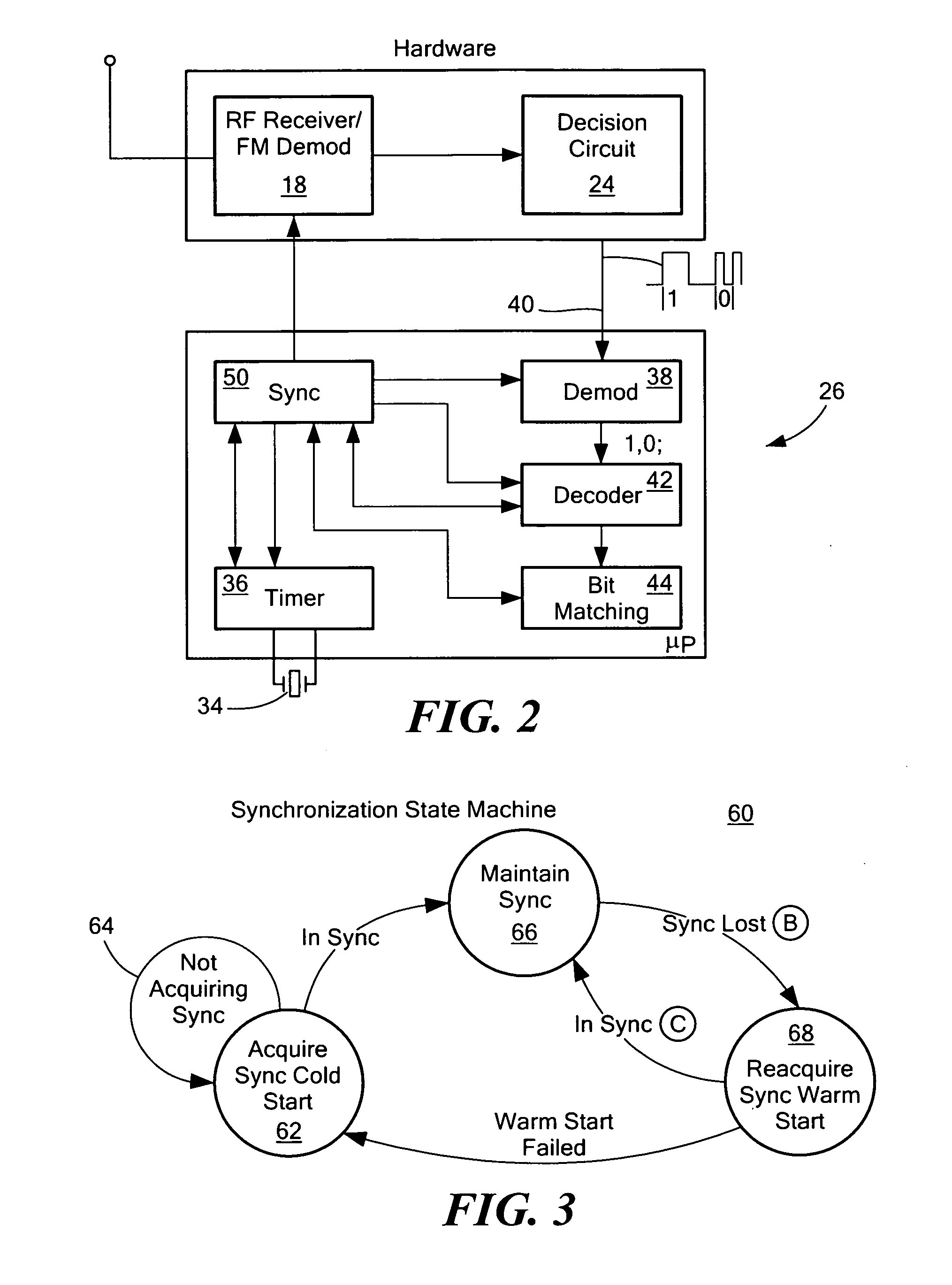 Synchronization system and method for achieving low power battery operation of a vehicle locating unit in a stolen vehicle recovery system which receives periodic transmissions