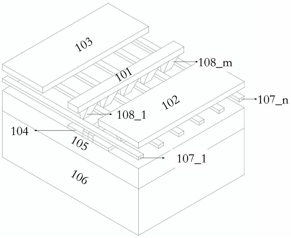 Electro-optical silicon-based modulator traveling wave electrode with suspended metal shielding wire