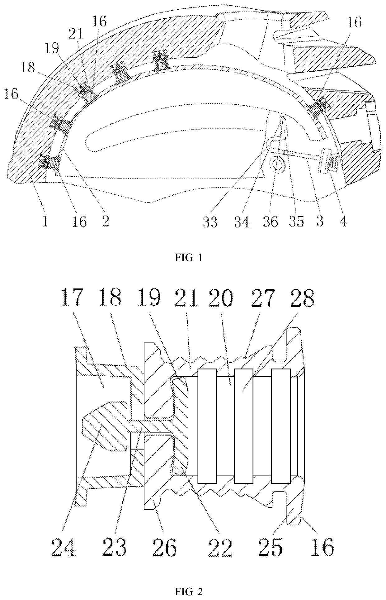 Safety helmet with rotary impact buffering function