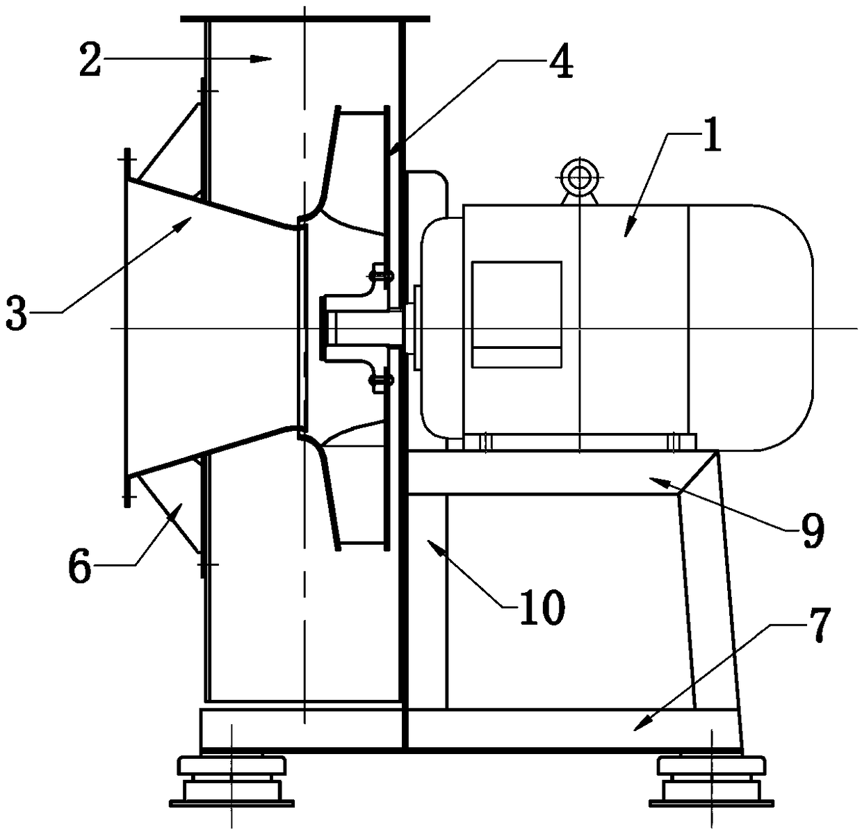 Single-suction single-stage centrifugal fan with high pressure and low flow