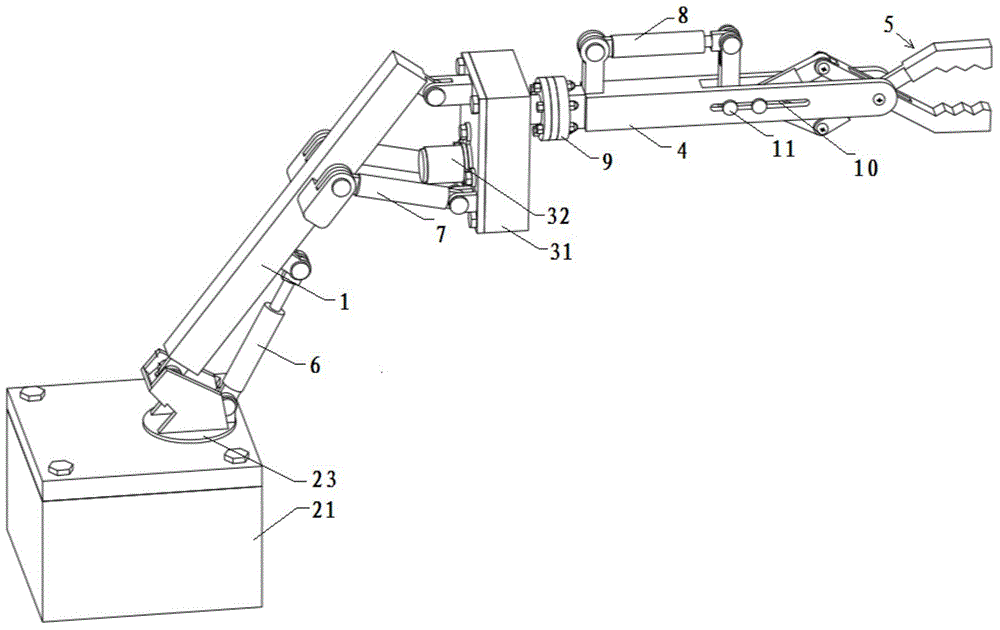 Six-degree-of-freedom handling mechanical arm