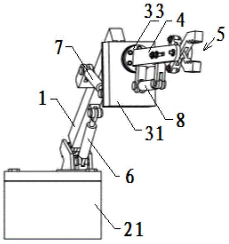 Six-degree-of-freedom handling mechanical arm