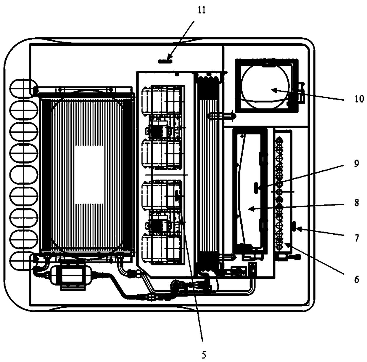 Air-cooled air-conditioning system for battery cooling of plug-in hybrid electric bus