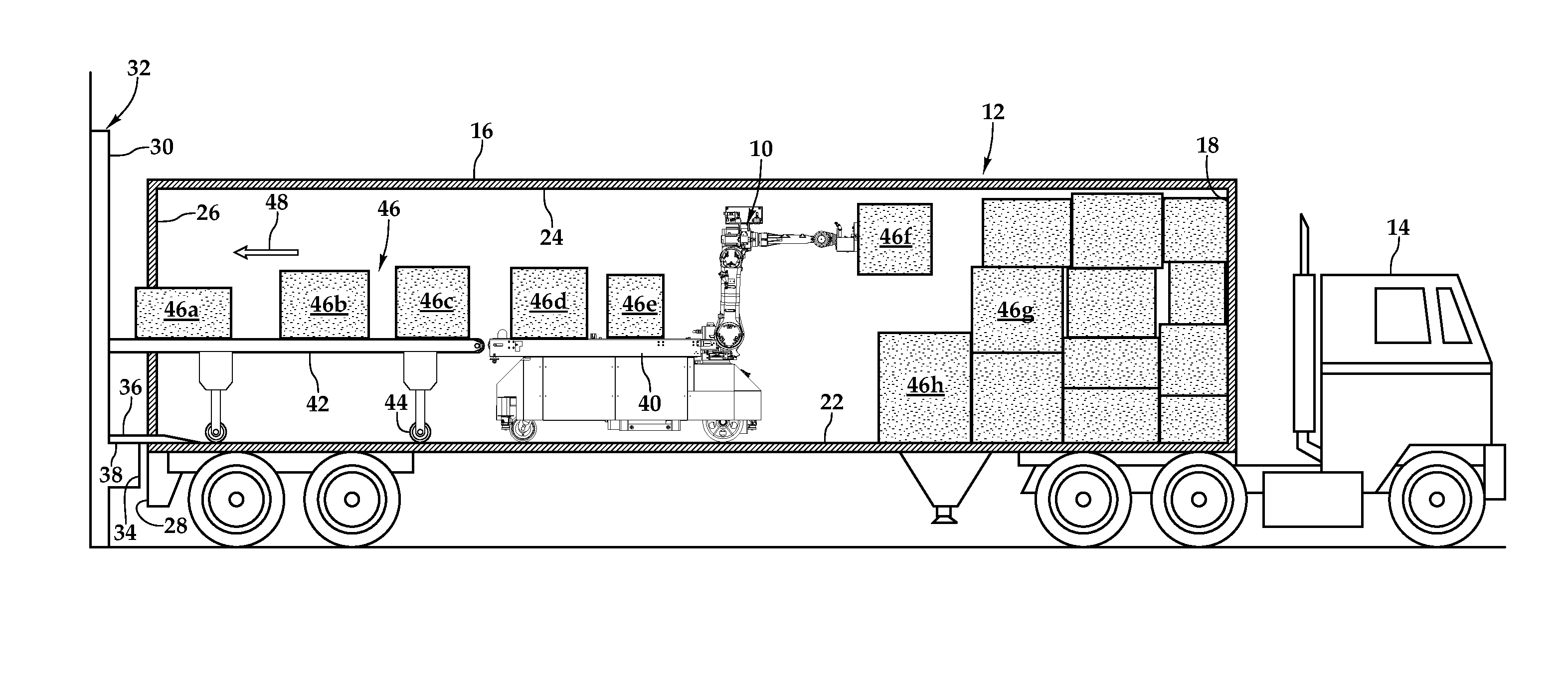 Automated truck unloader for unloading/unpacking product from trailers and containers