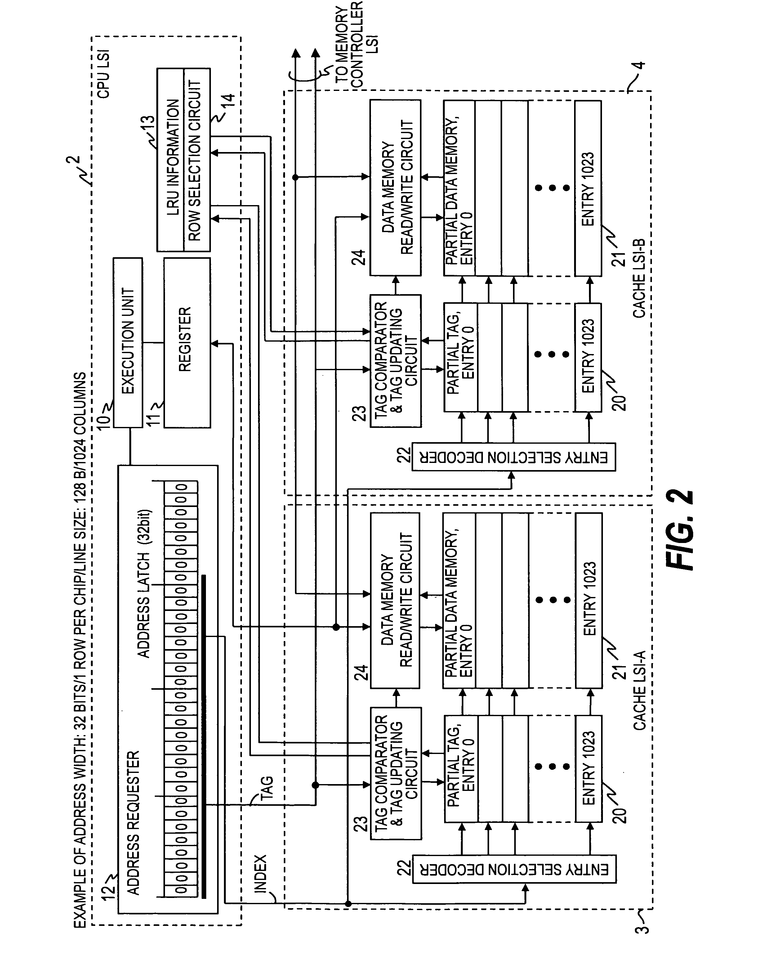 Processor having a cache memory which is comprised of a plurality of large scale integration
