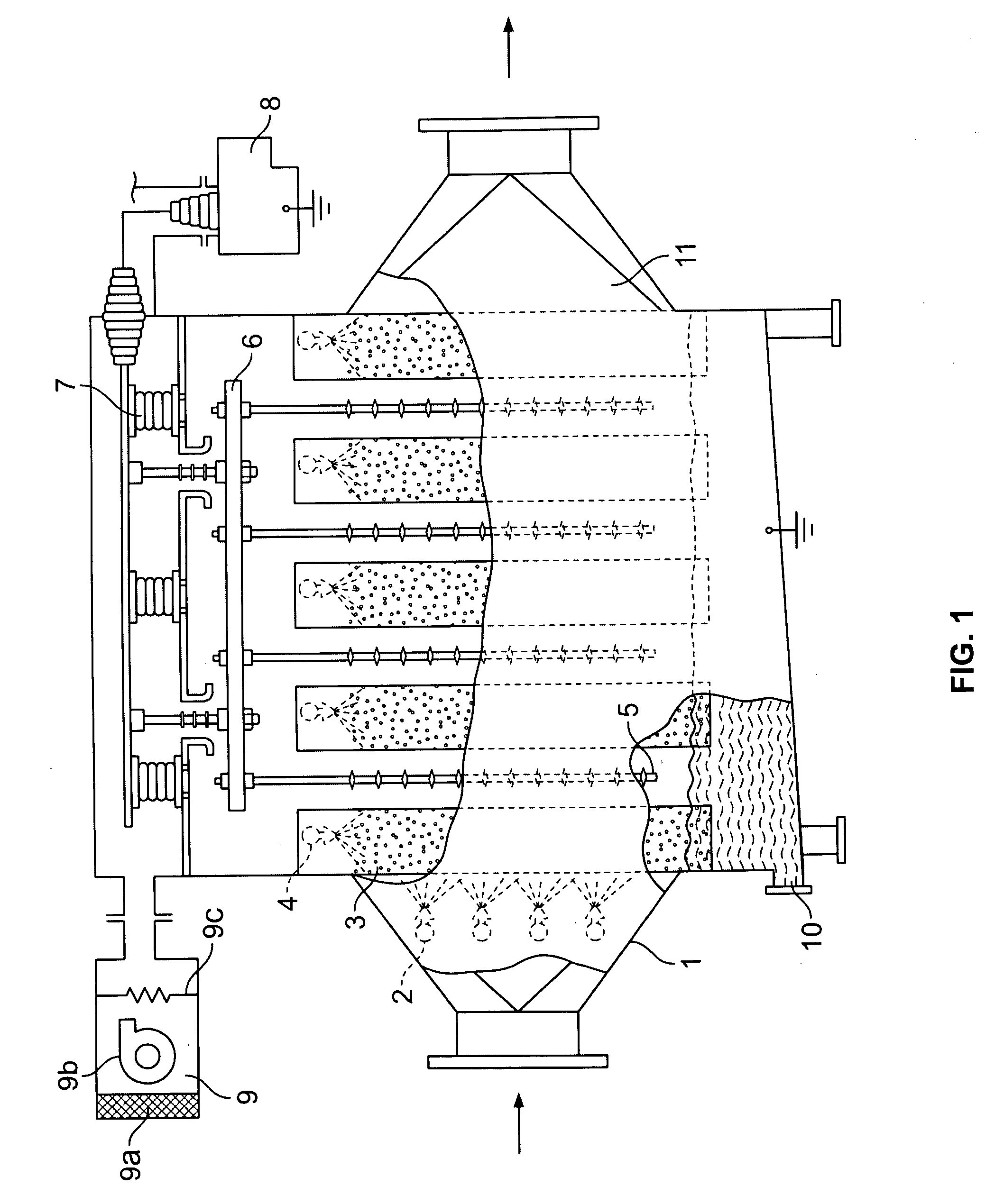 Method and apparatus for particulate removal and undesirable vapor scrubbing from a moving gas stream