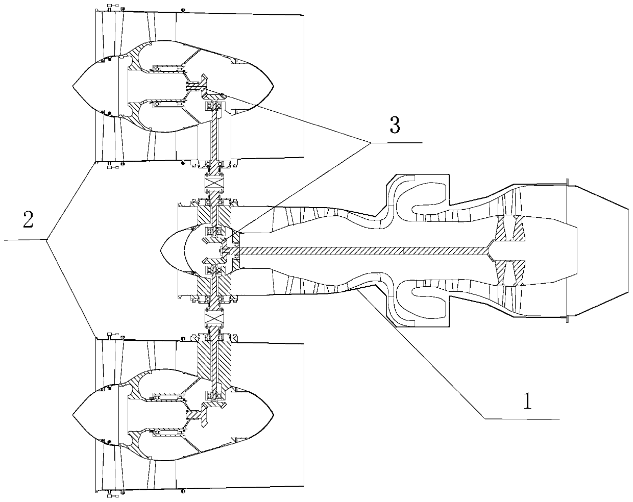 External parallel fan turbine engine and application thereof in field of flying wing aircrafts