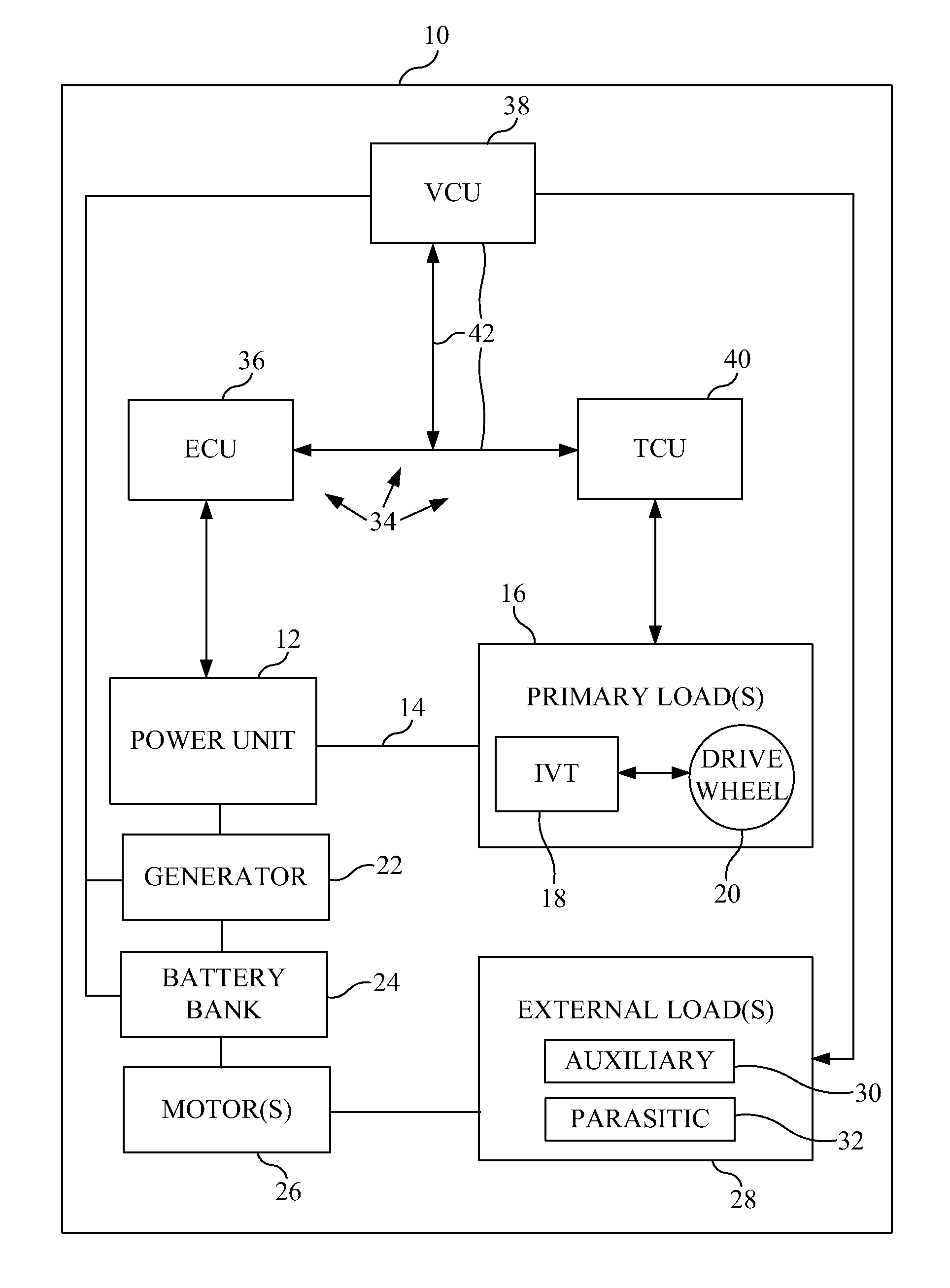 Vehicle with electric hybrid powering of external loads and engine-off capability