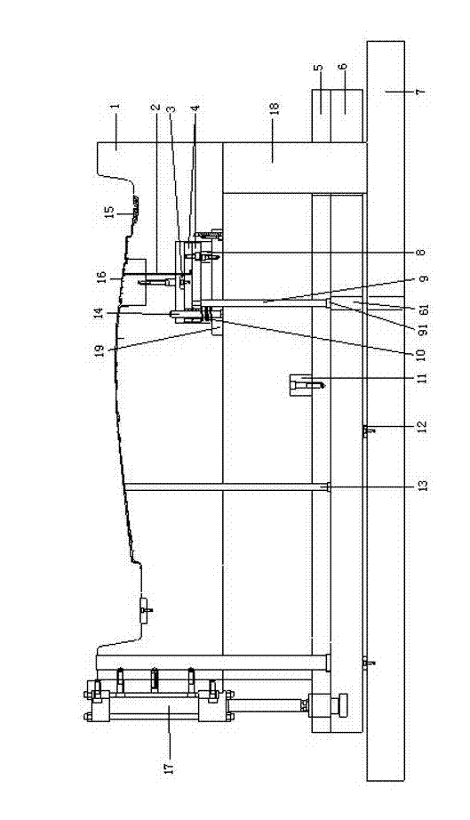 Secondary ejecting mechanism of automobile door panel injection mold