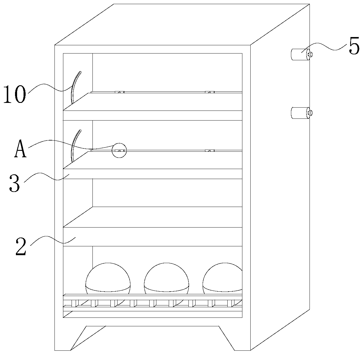 Sports goods storage cabinet convenient to store and tidy