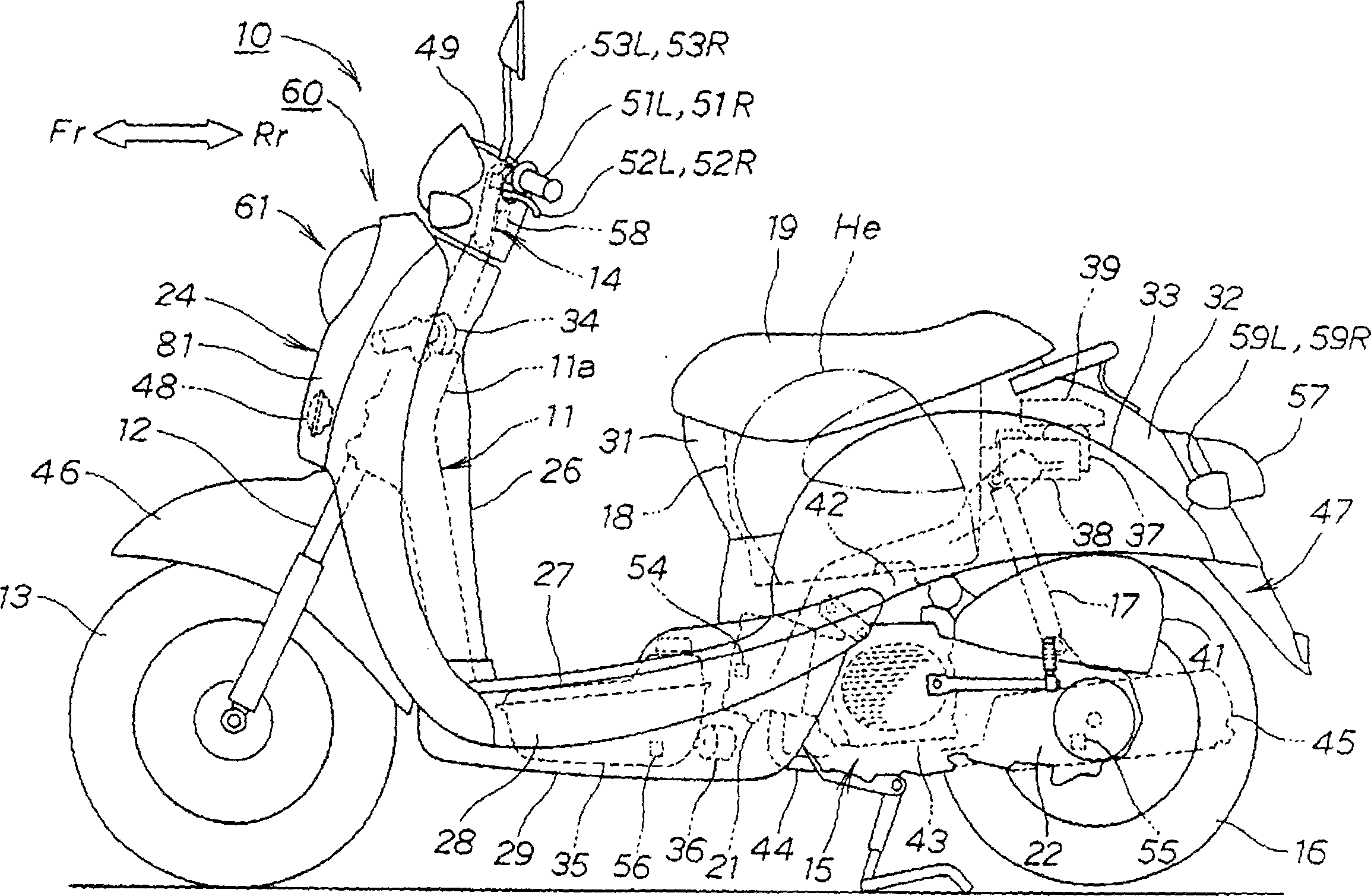 Front lamp mounting structure of vehicle