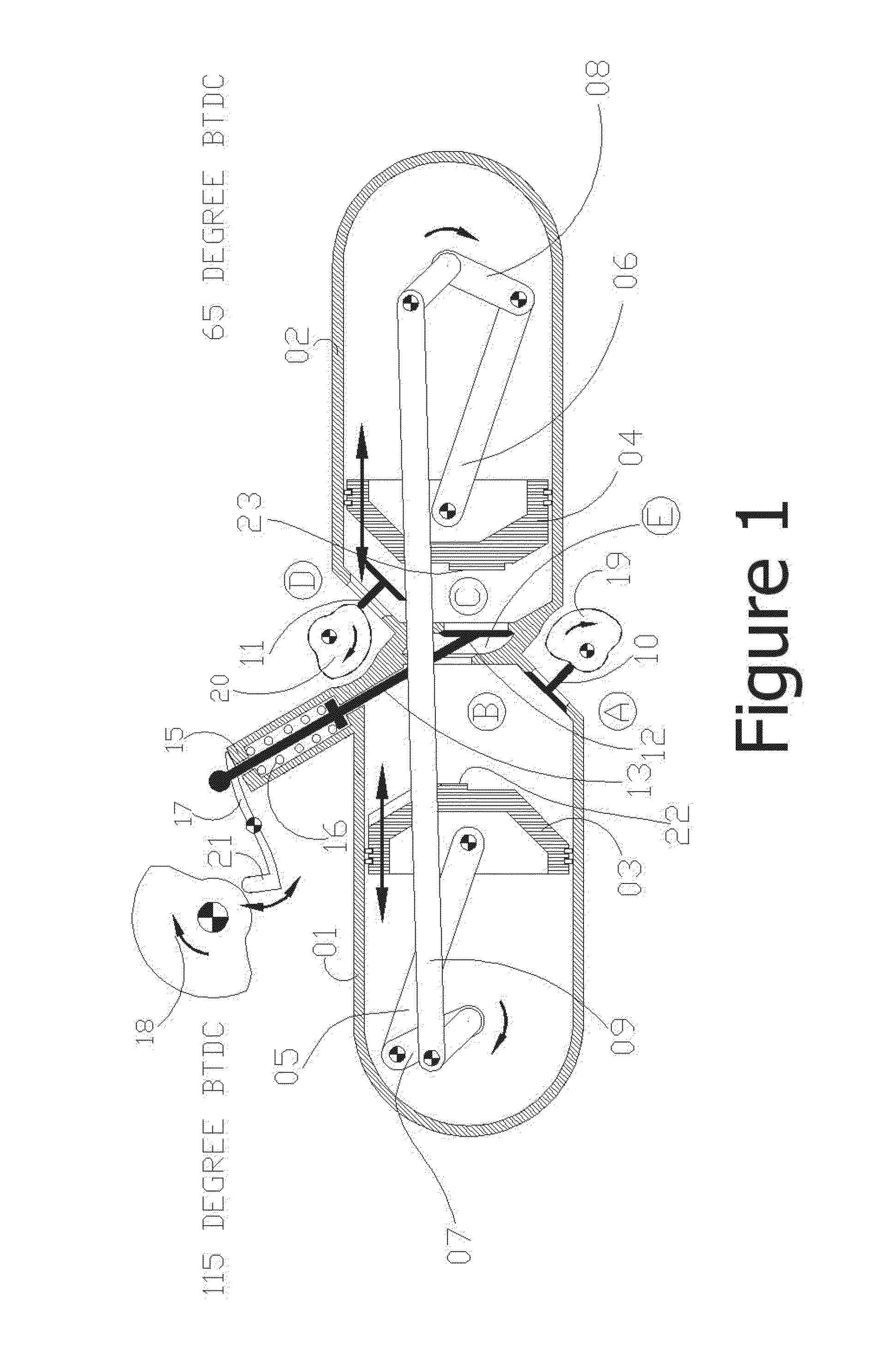 Crossover valve in double piston cycle engine