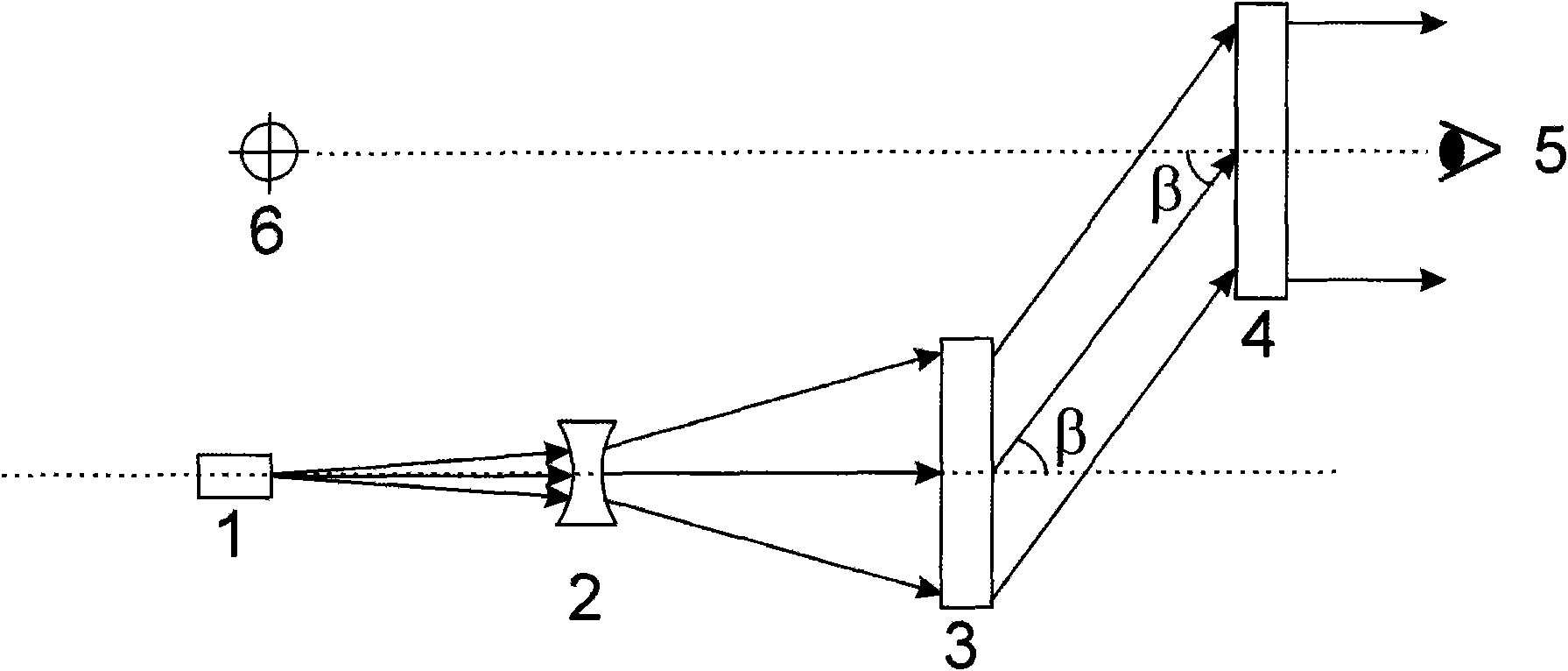 Compact matching type holographic aiming device optical system