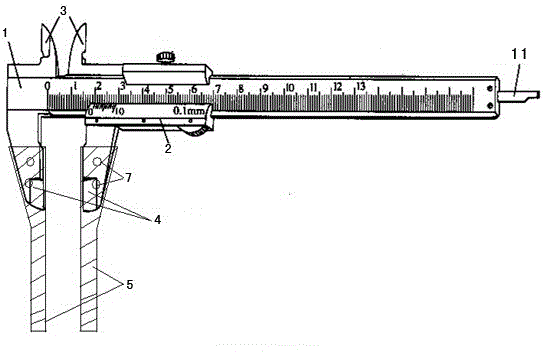 Vernier caliper additionally provided with improved measuring pawls