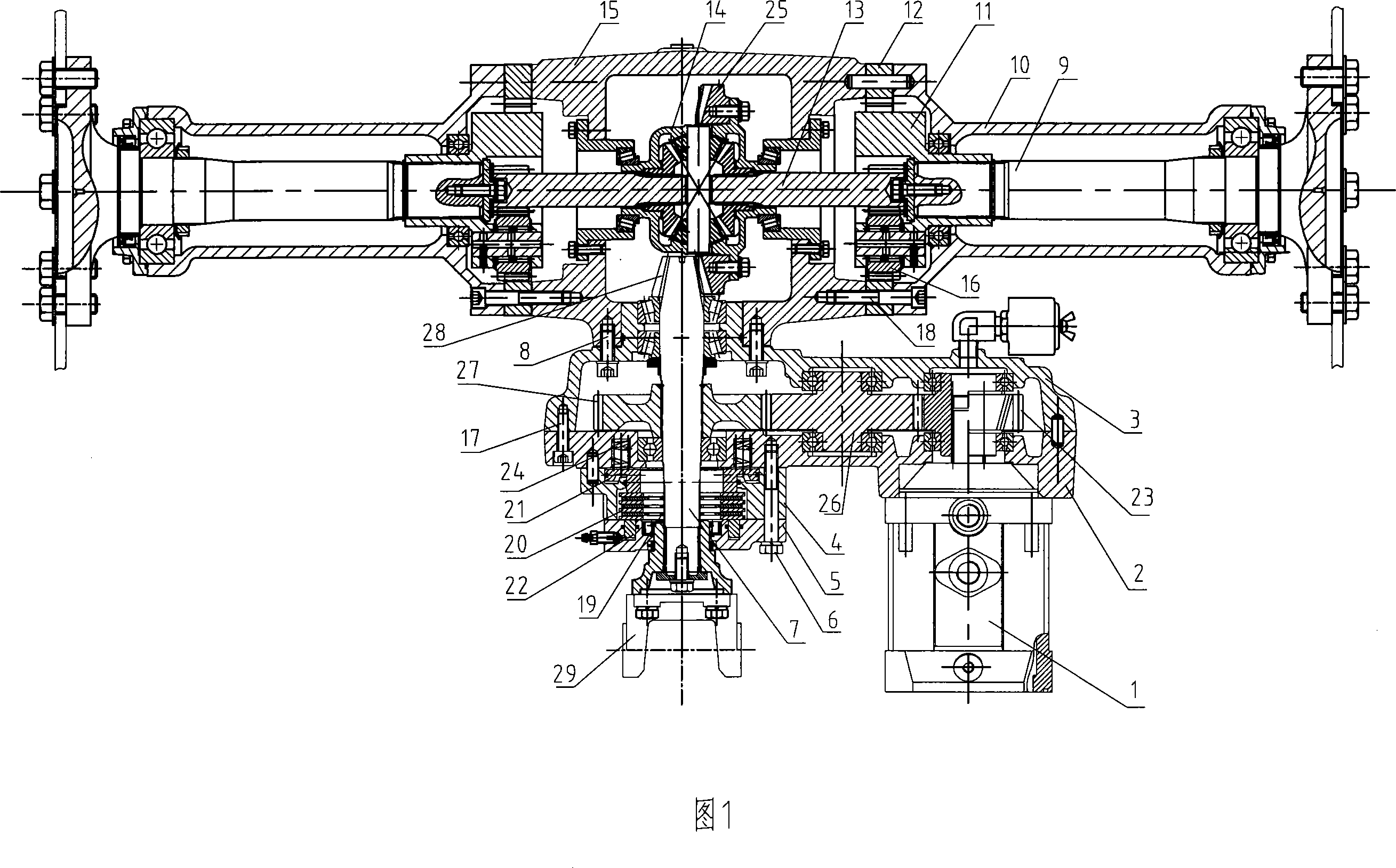 Walking and braking device for loader