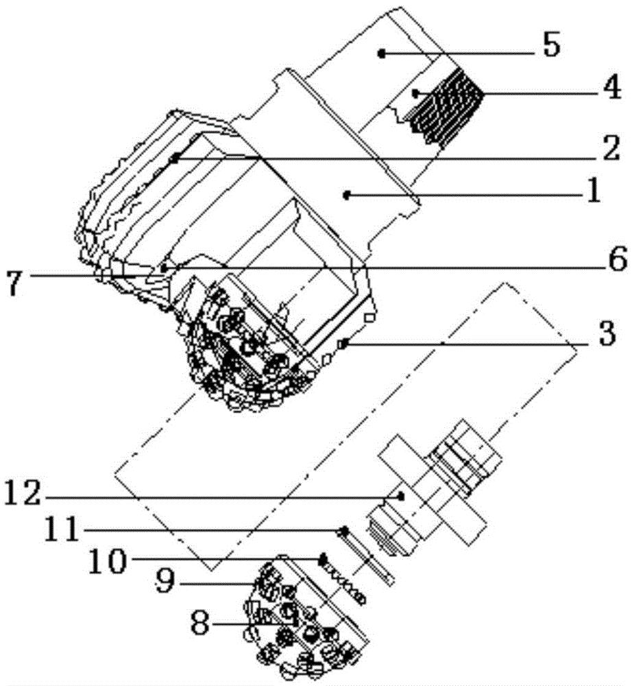 Combined cutting PDC (polycrystalline diamond compact) bit provided with breaking hammer