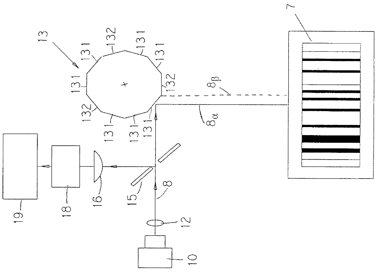 Scanning reader of an optical code placed on an article in movement and a method of scanning said optical code by means of said reader