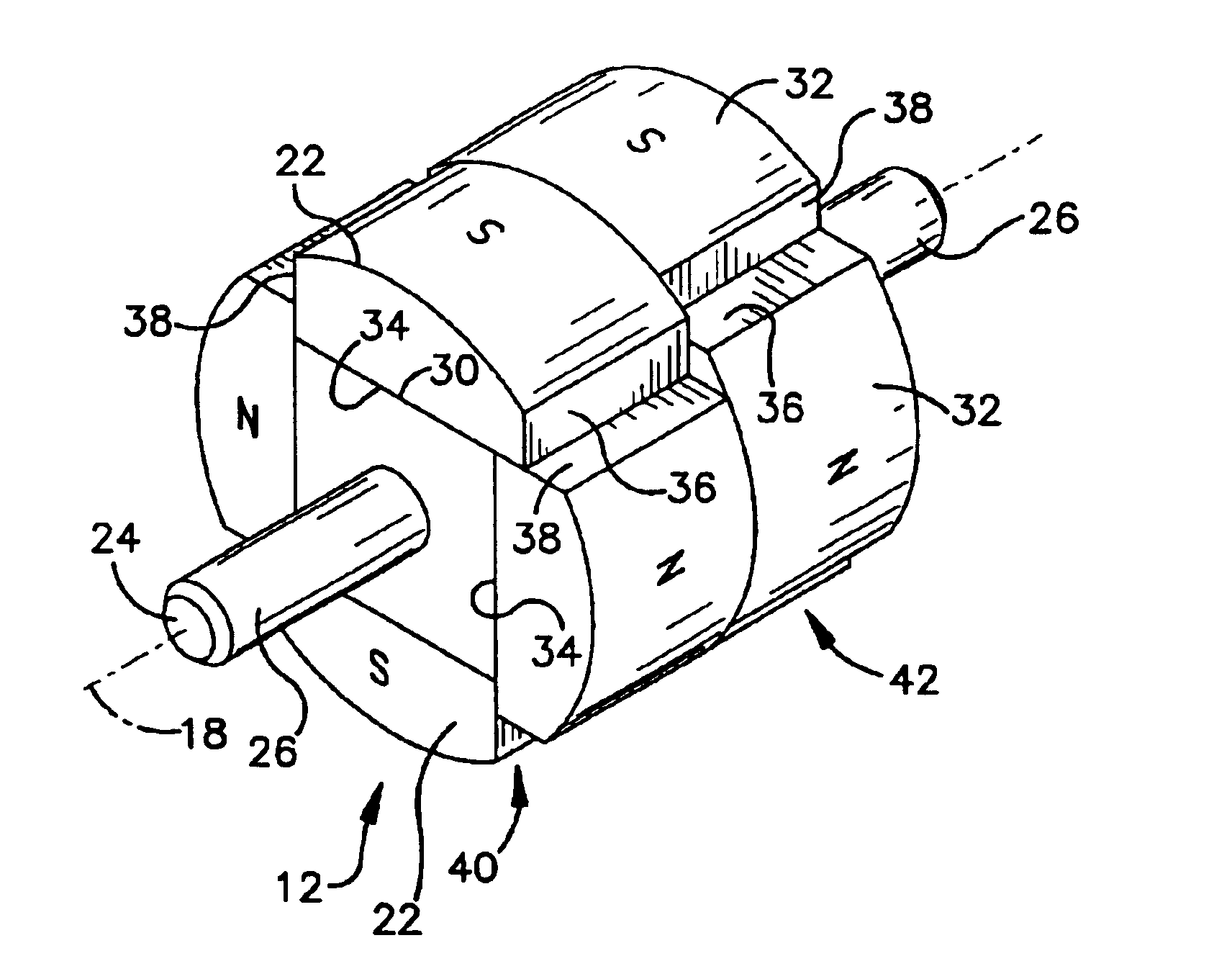 Brushless DC motor with stepped skewed rotor