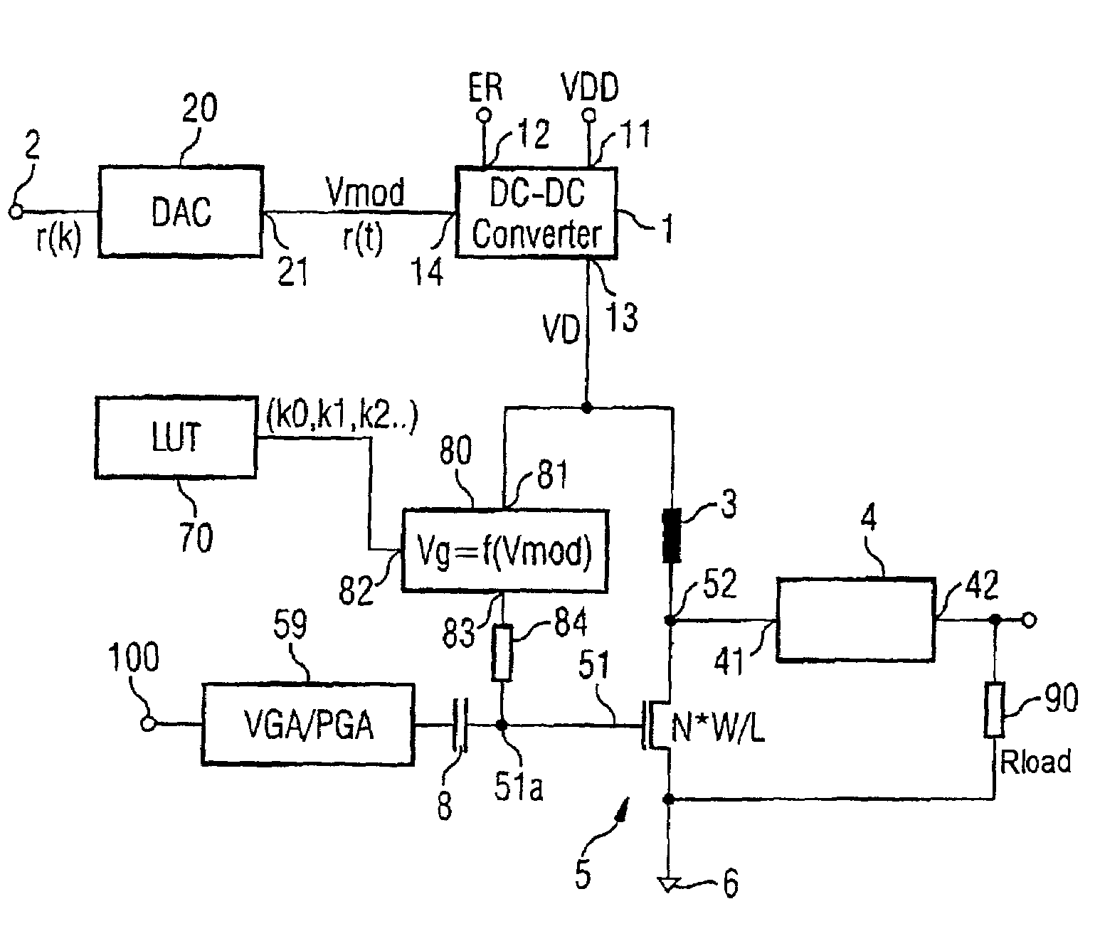 Amplifier arrangement, polar transmitter having the amplifier arrangement and method for amplifying signals