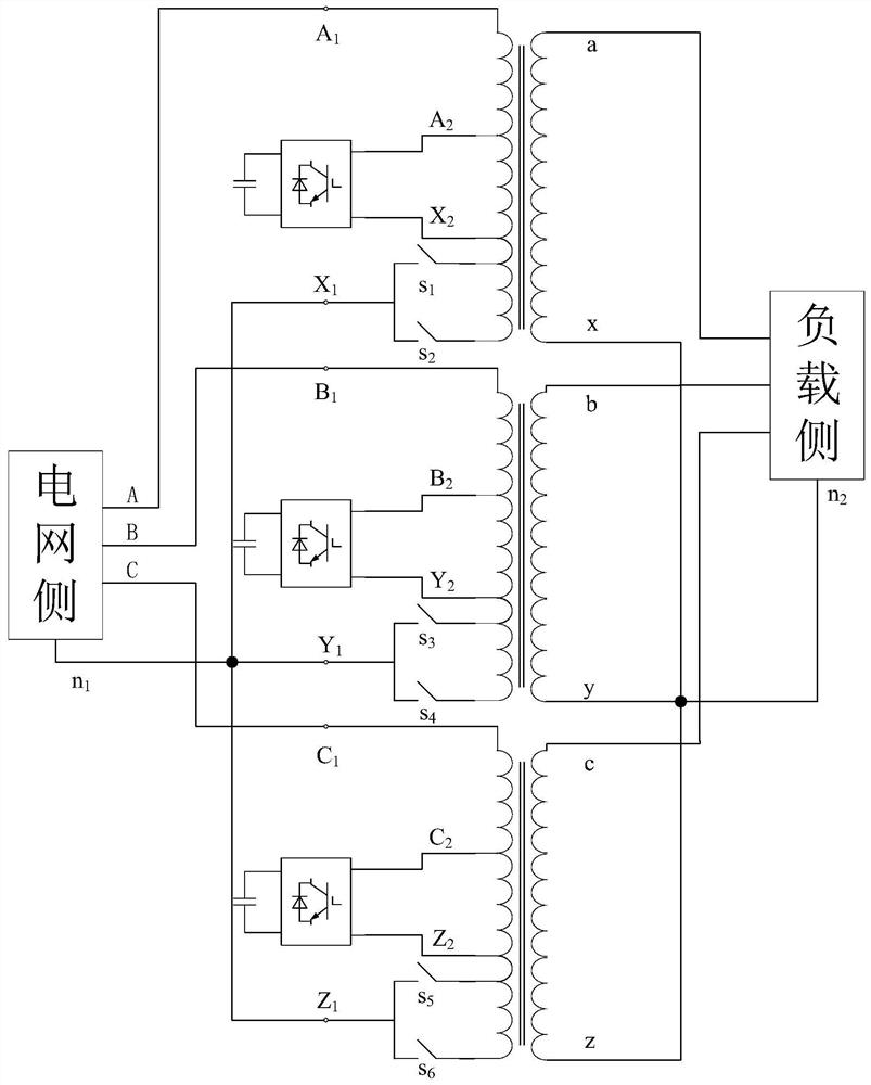 Autotransformer and method for variable ratio voltage regulation and current compensation