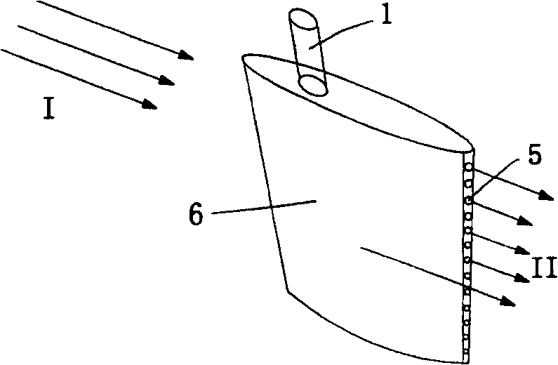 Impeller mechanical wing profile with trailing edge ejection