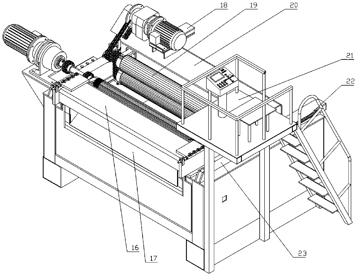 An integrated device for sheet feeding, rotary cutting and stacking
