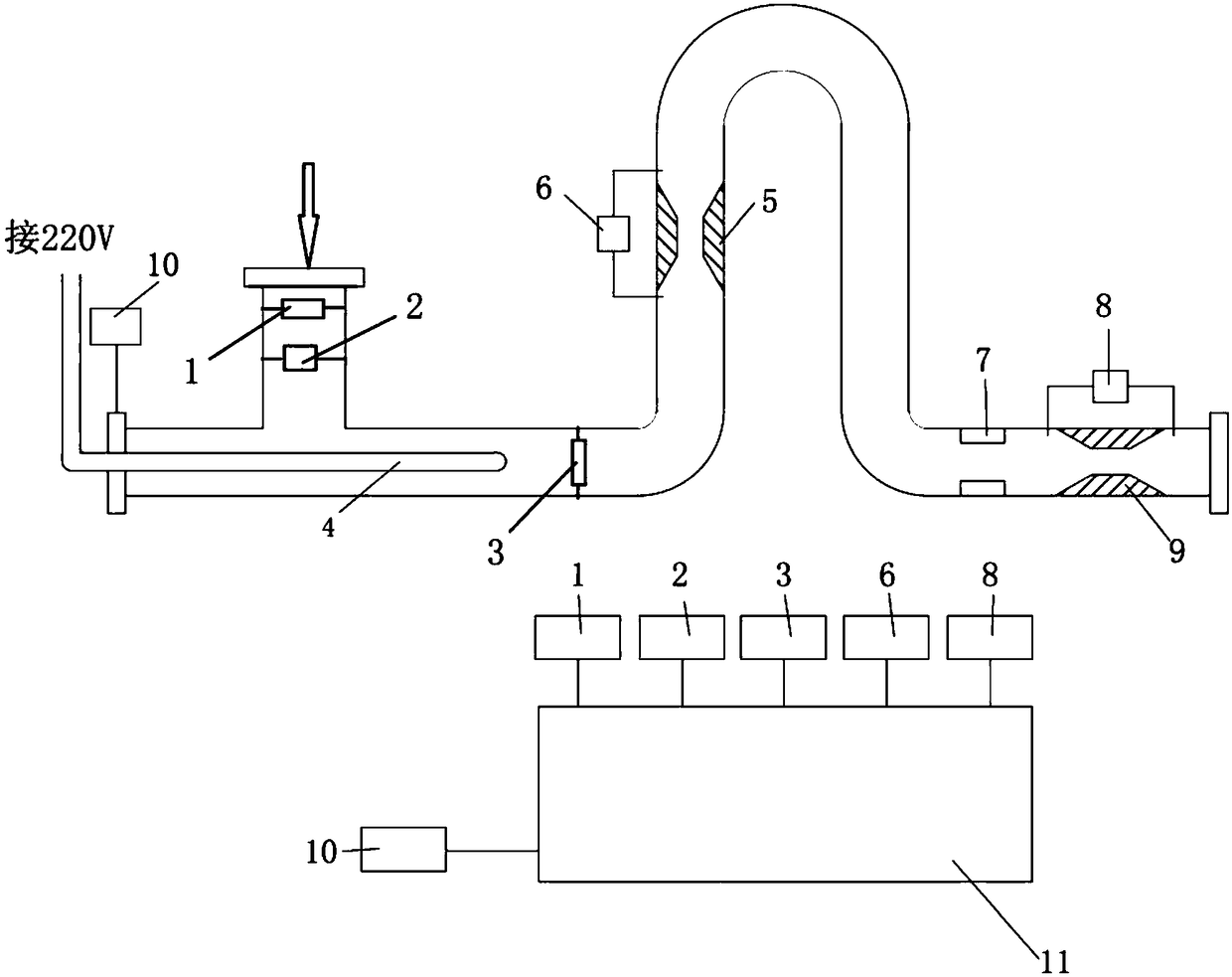 Online measurement method and device for flow of three phases including crude oil, natural gas and water