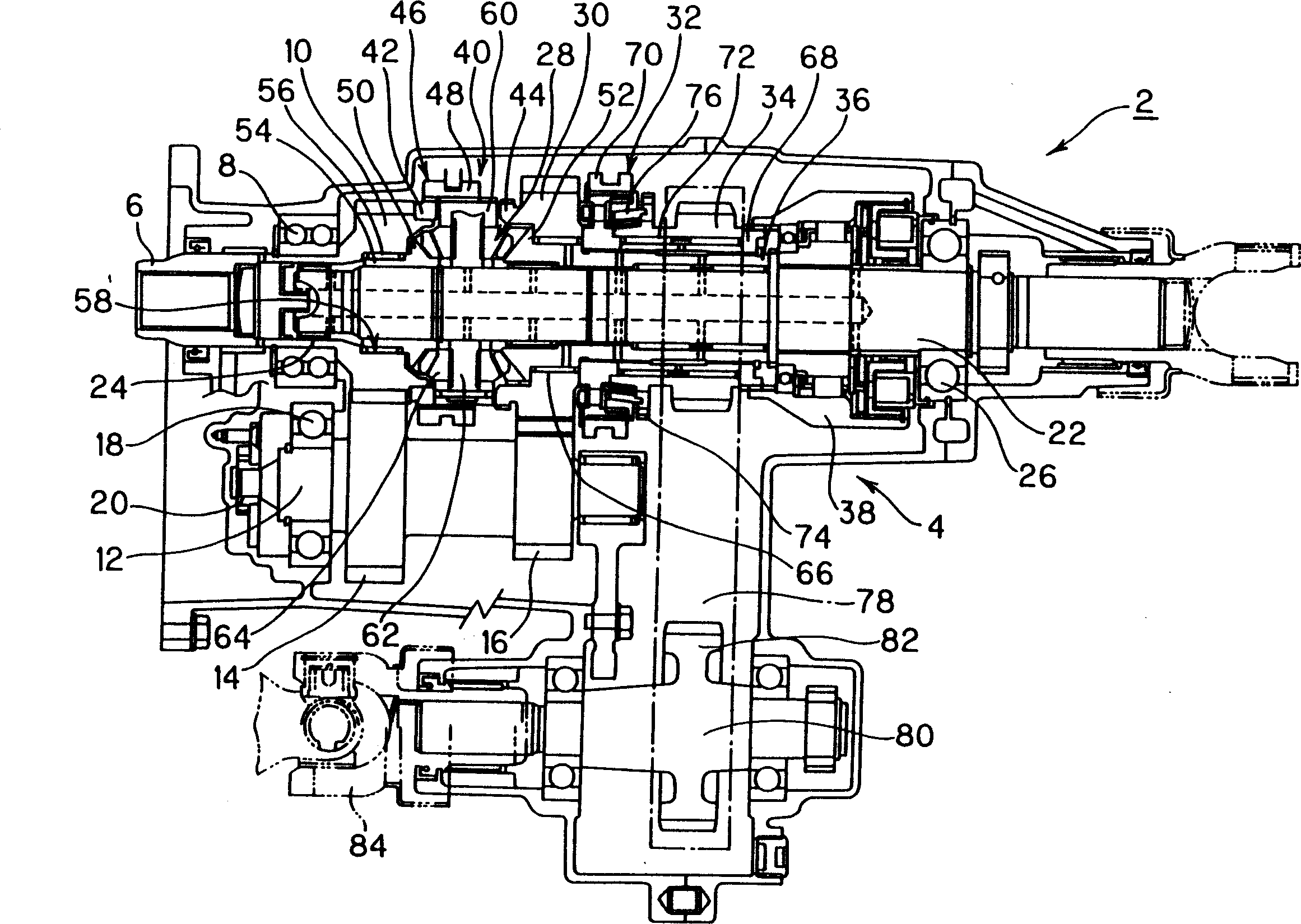 Transfer device for four-wheel driven vehicle