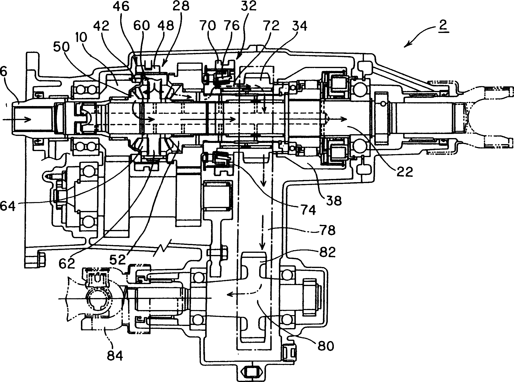 Transfer device for four-wheel driven vehicle