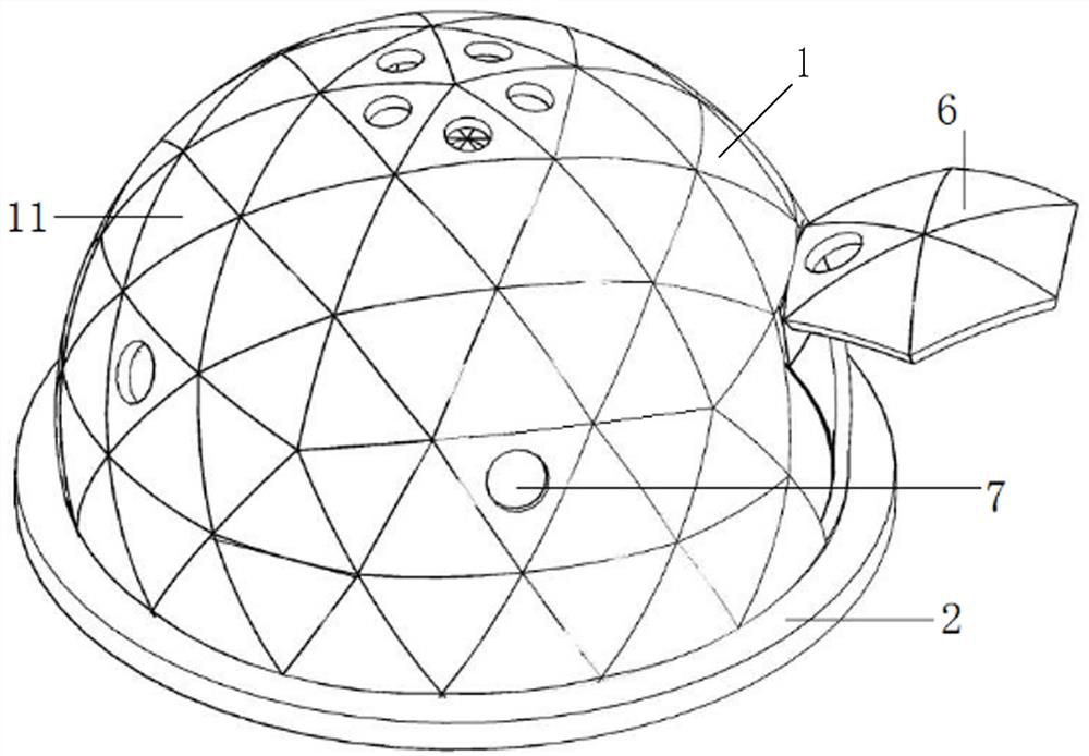 A hemispherical reticulated shell structure assembled house