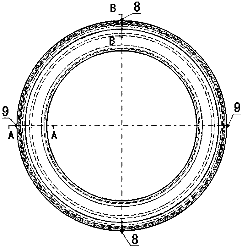 Forming tool and method for annular composite part with section in pi shape