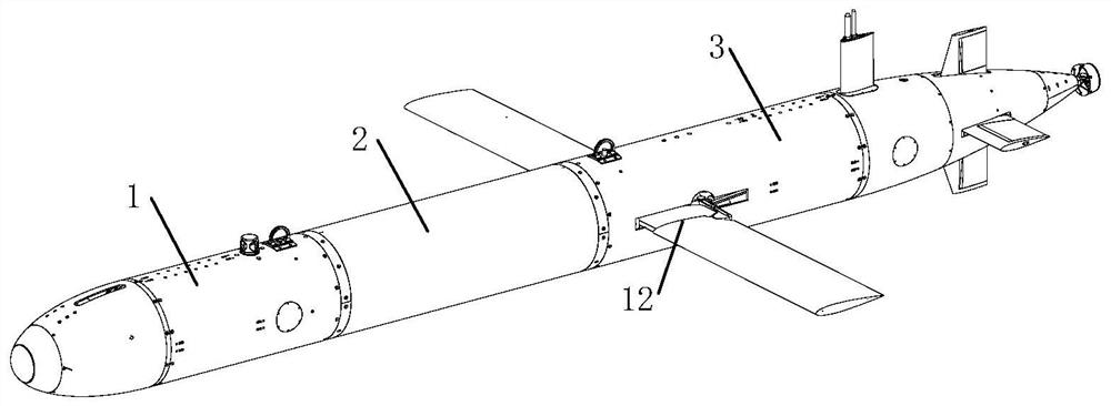 A large underwater vehicle with self-destructing wings