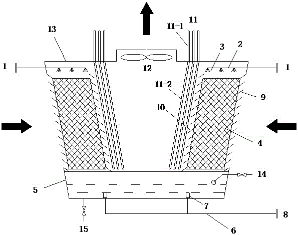 Heat tube type water-saving device used for cross-flow cooling tower
