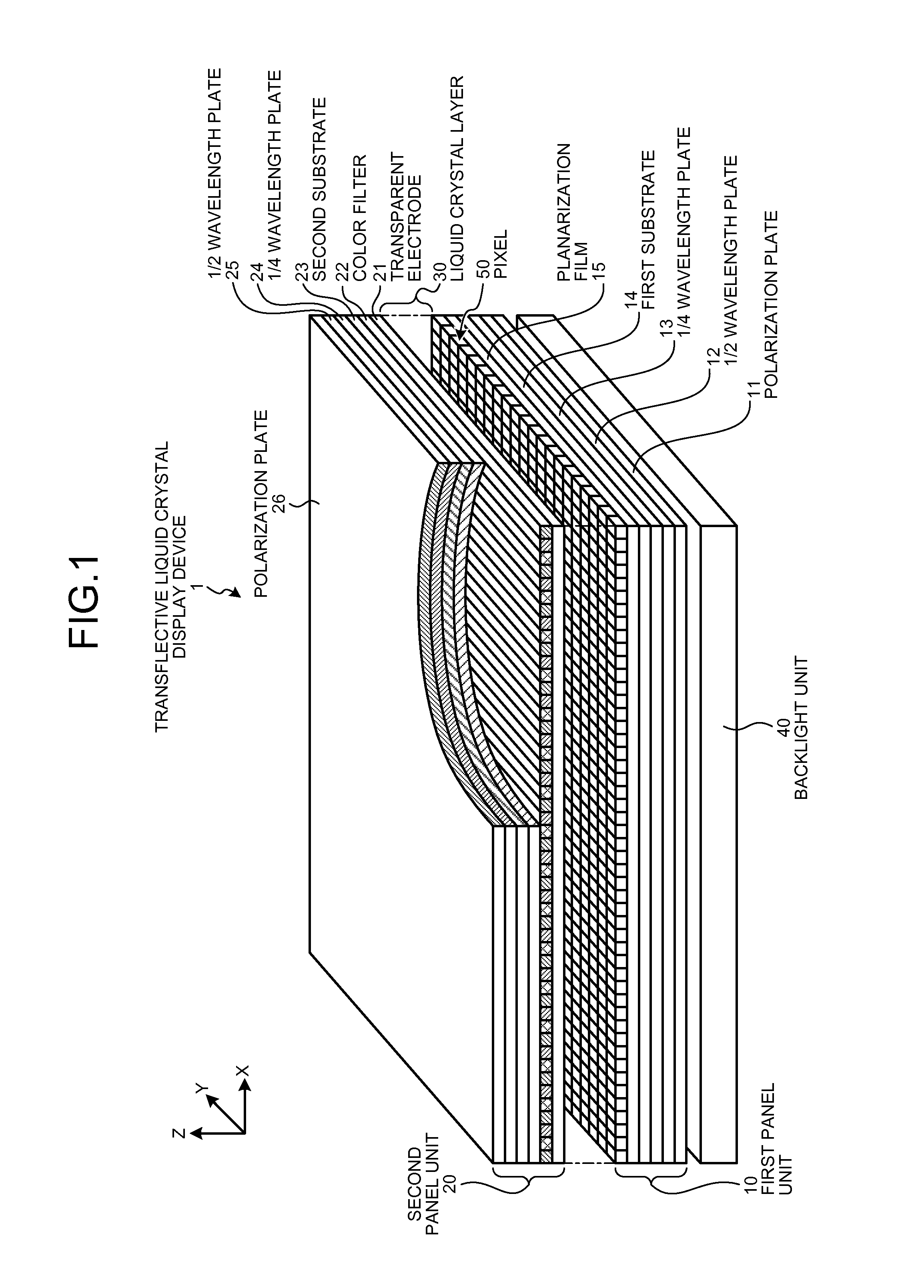 Transflective display device, electronic apparatus, and method of driving transflective display device