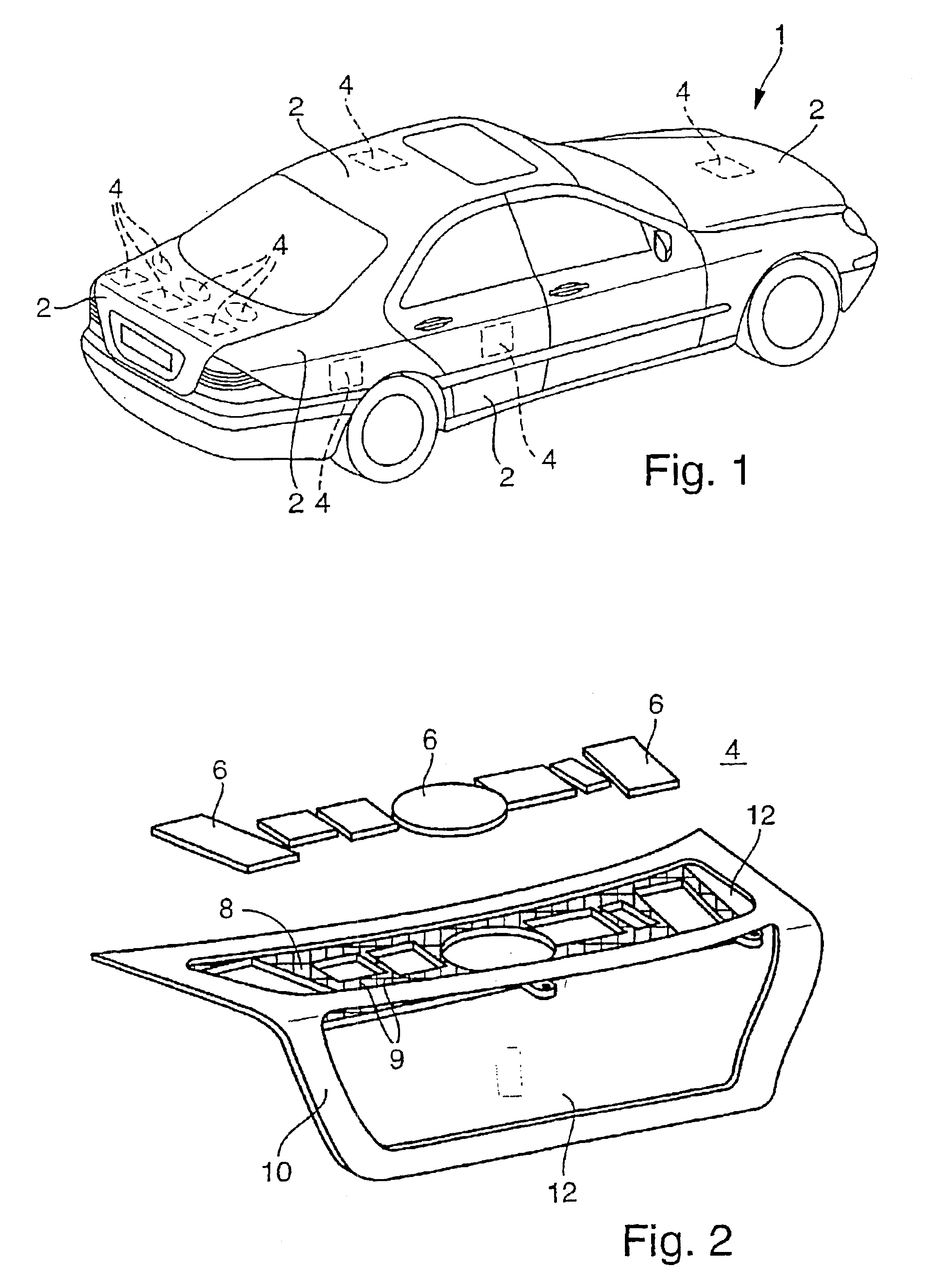 Bodywork part with integrated antenna