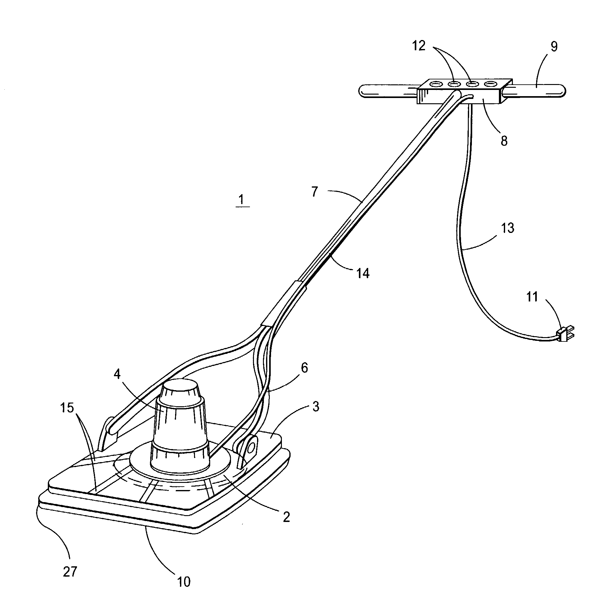 Carpet cleaning apparatus and method with vibration, heat, and cleaning agent
