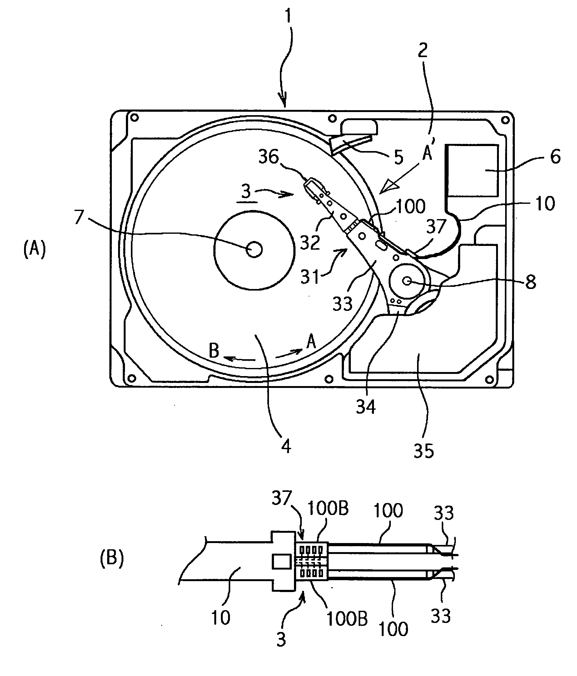 Magnetic disk drive, wiring connection structure and terminal structure