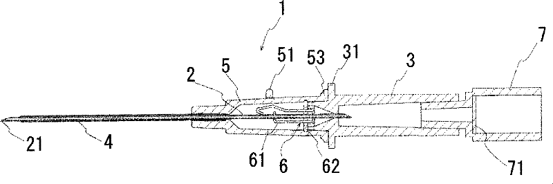 Indwelling needle assembly and protector