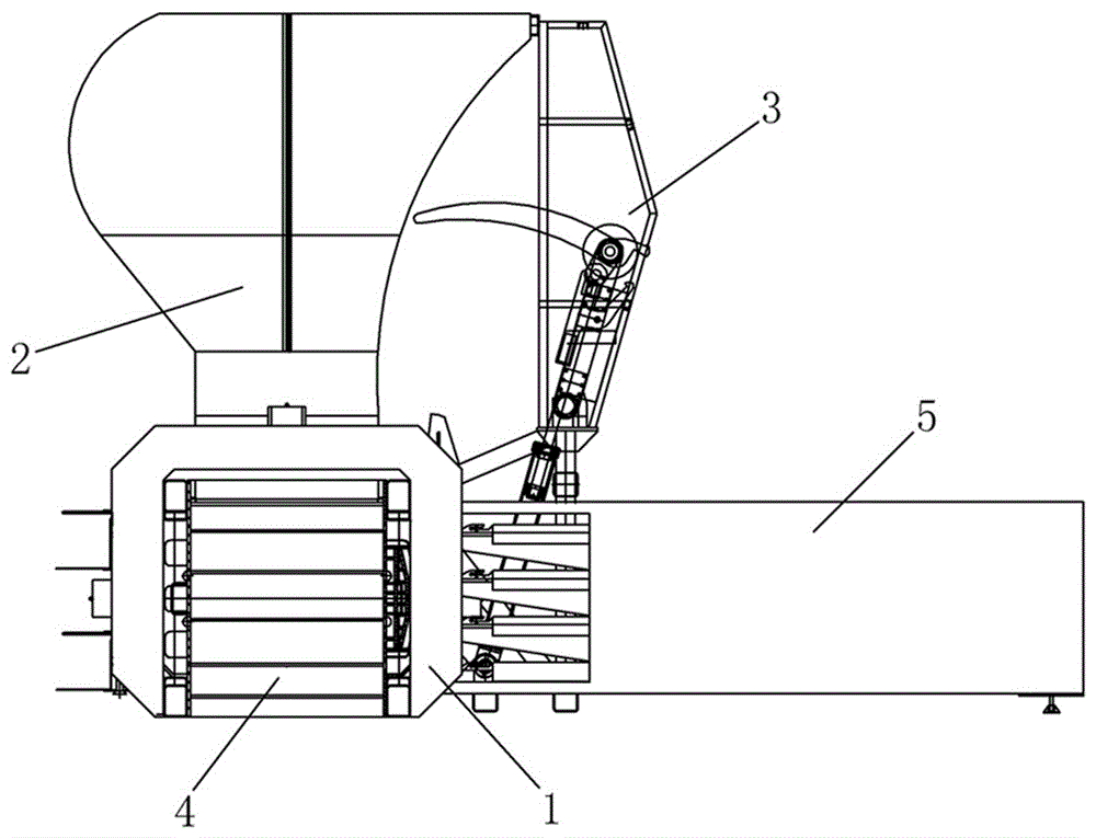 Grilled arm horizontal baler