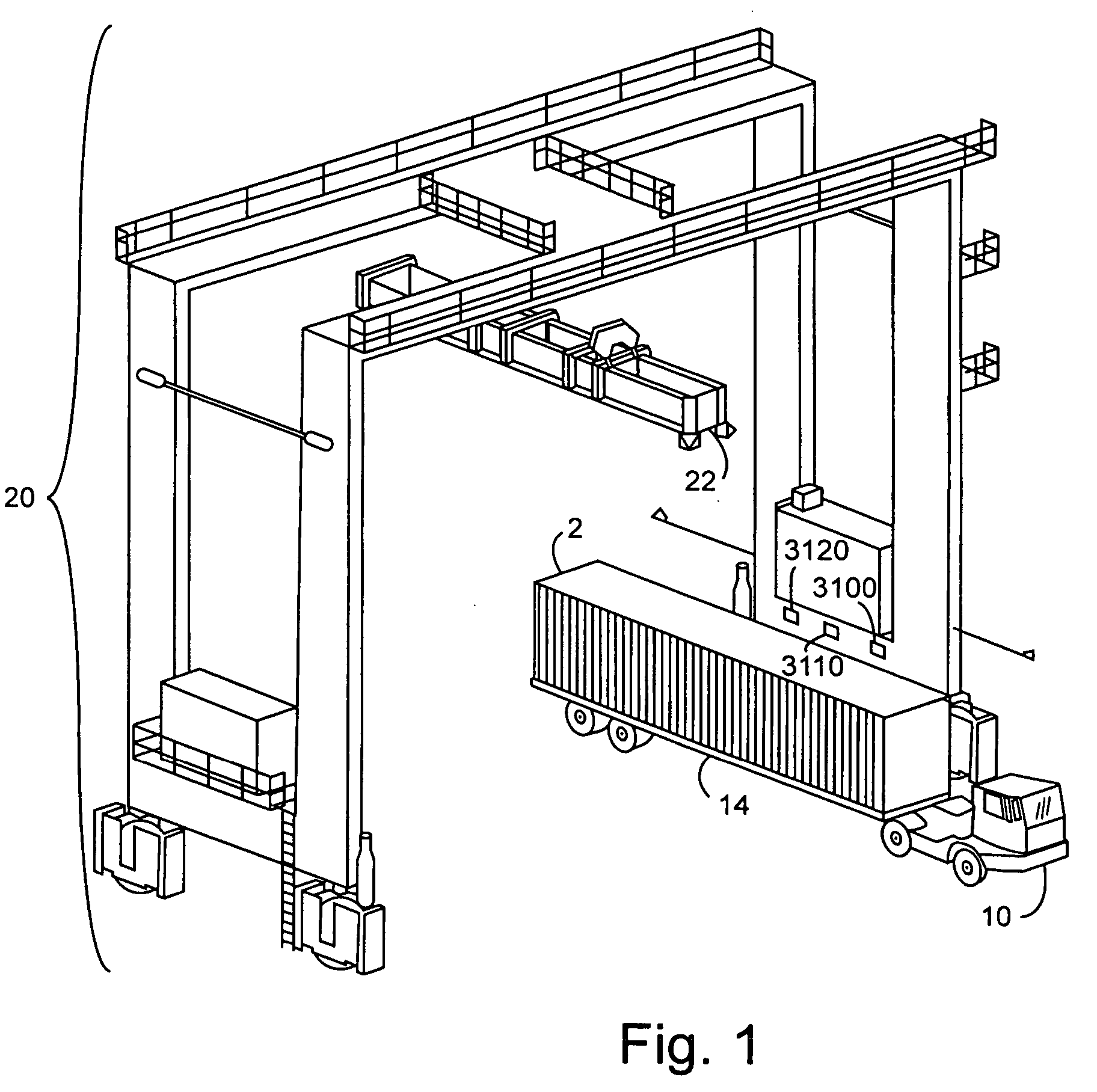 Method and apparatus using radio-location tags to report status for a container handler