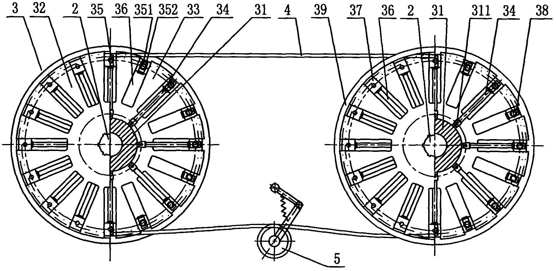 Variable pitch radius based star chain transmission stepless speed change device