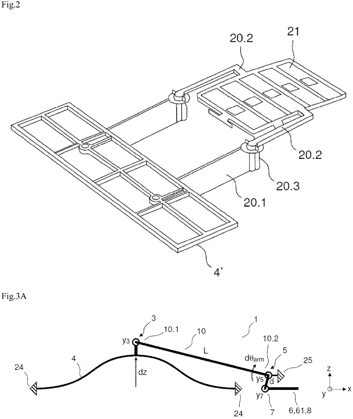Mechanical connection for a MEMS and NEMS device for measuring a variation in pressure, and device comprising such a mechanical connection