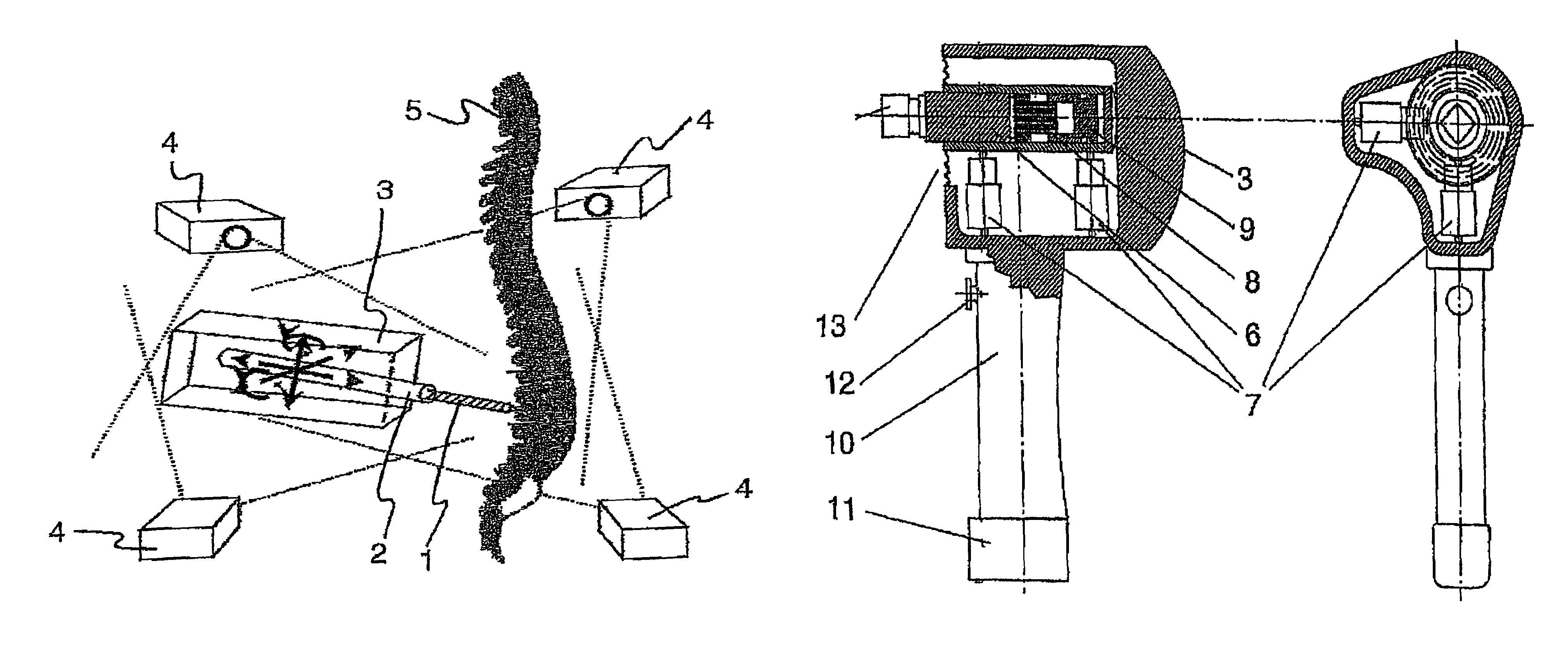 Device and method for treating parts of a human or animal body